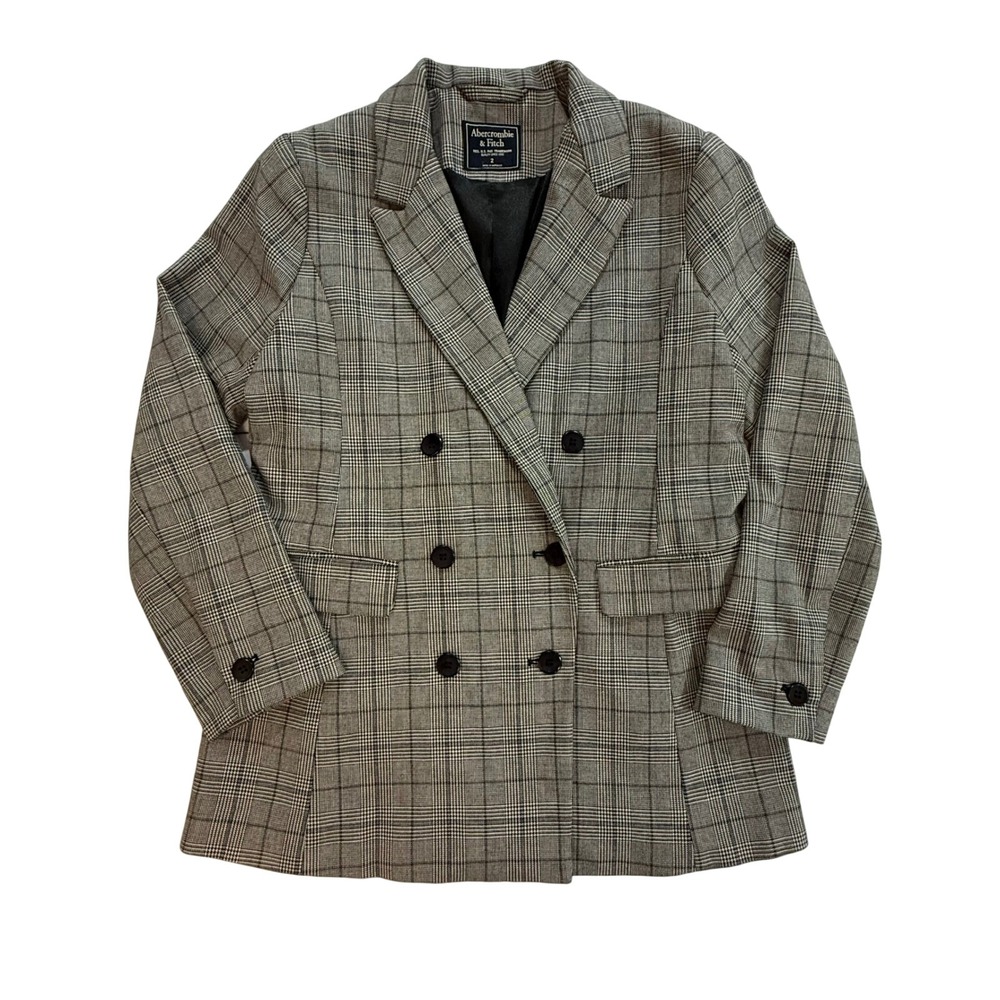 Abercrombie & Fitch Women's Plaid Double Breasted Blazer Jacket Size 2 (151)1